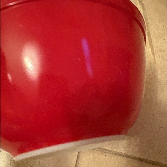 Antique vintage collectible PYREX glass Red Mixing Bowl - Picture 4 of 15